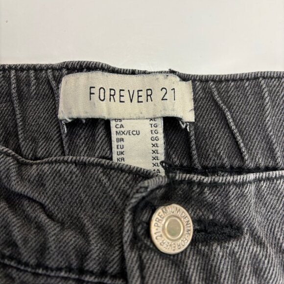 Forever 21 Button Fly Elastic Waist Wide Leg Women's size XL Gray Denim Jeans - Picture 2 of 4